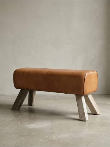 KADIMA DESIGN Design Sitzhocker WL5.105 Holz 90x30x43 cm Leder Modern Springbock,