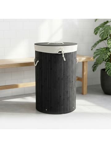 relaxdays Wäschekorb in Schwarz - (H)65 x Ø41 cm