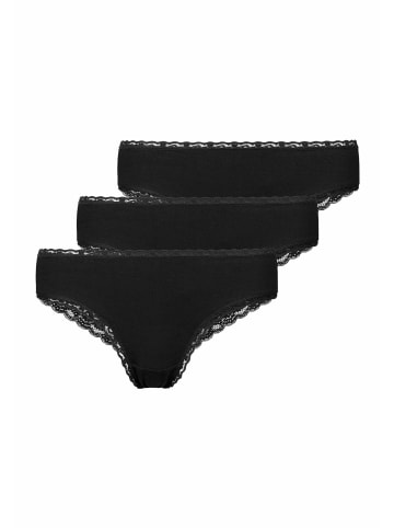 SNOCKS Brazilian Slips mit Spitze aus Bio-Baumwolle 3 Stück in Schwarz