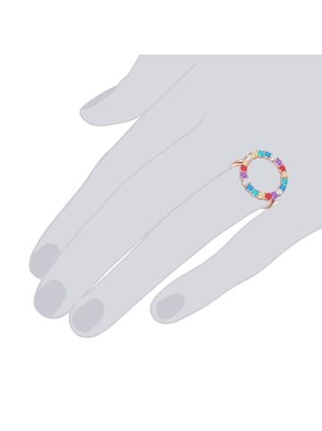 Lulu & Jane Ring Kreis Messing verziert mit Kristallen von Swarovski® in roségold