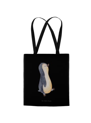 Mr. & Mrs. Panda Shopper Bag Pinguin mHerzieren ohne Spruch in Schwarz