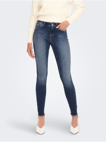 ONLY Skinny Fit Ankle Jeans ONLBLUSH Denim Hose Fransen in Blau