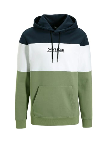 Only&Sons Colorblock Kapuzenpullover Design Sweat Hoodie in Blau-2