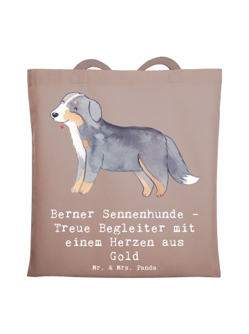 Mr. & Mrs. Panda Jutebeutel Berner Sennenhund Herz mit Spruch in Braun Pastell