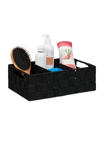 relaxdays Aufbewahrungskorb in Schwarz - (B)32x (H)10 x (T)21 cm