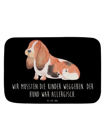 Mr. & Mrs. Panda Badteppich Hund Basset Hound mit Spruch in Schwarz