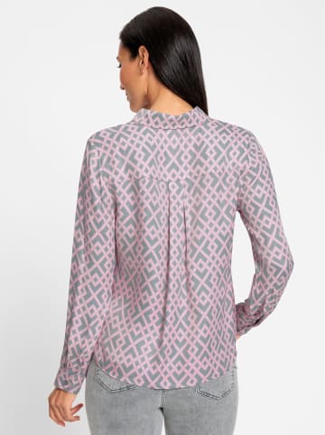 Heine Hemdbluse in steingrau-hellrosé-bedruckt