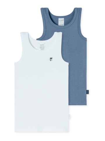 Schiesser Unterhemd Fine Rib Multi in jeansblau, weiss