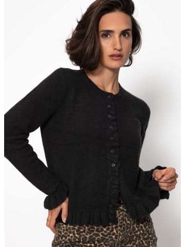 SASSYCLASSY Cardigan mit Rüschen in Schwarz