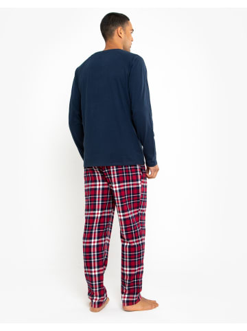 Threadbare Schlafanzug Flint PJ Set in Navy-Rot