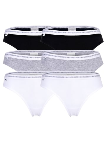 Lacoste String 6er Pack in Schwarz/Grau/Weiß