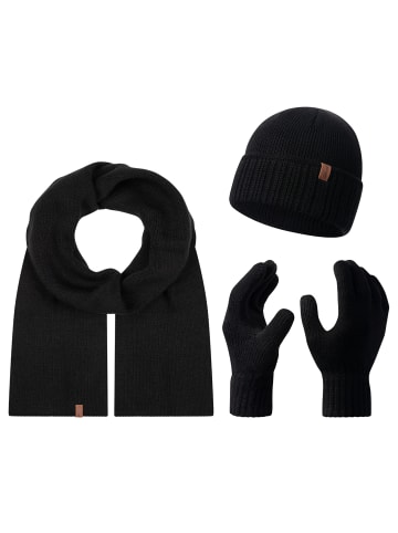 Rock Creek Schal Mütze Handschuhe Set in Schwarz