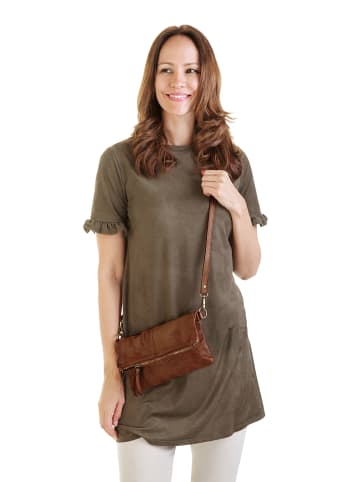 Cluty Abendtasche echt Leder in cognac