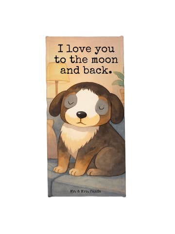 Mr. & Mrs. Panda Badehandtuch Hund Entspannen Design mit Spruch in Weiß