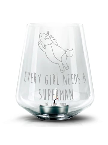 Mr. & Mrs. Panda Windlicht Einhorn Super mit Spruch in Transparent