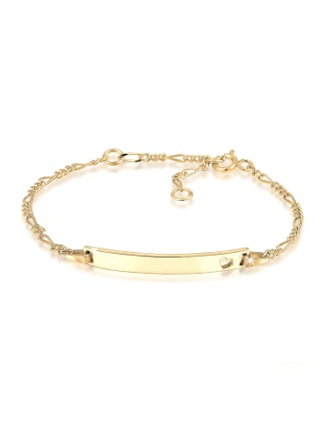 Elli Armband 925 Sterling Silber Figaro, Herz in Gold