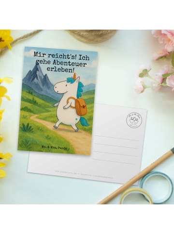 Mr. & Mrs. Panda Grußkarte Einhorn Bergsteiger Design mit Spruch in Weiß