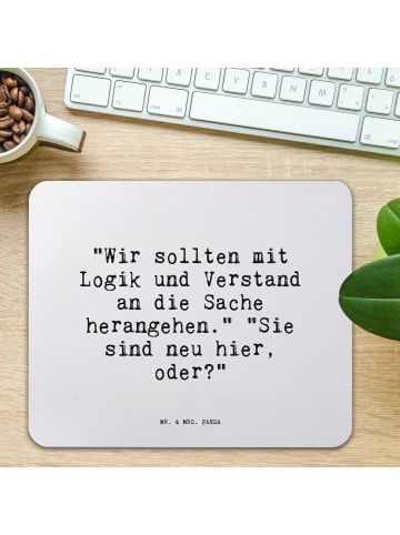 Mr. & Mrs. Panda Mouse Pad "Wir sollten mit Logik... mit Spruch in Aquarellblau