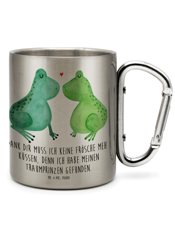 Mr. & Mrs. Panda Edelstahltasse Frosch Liebe mit Spruch in Silber