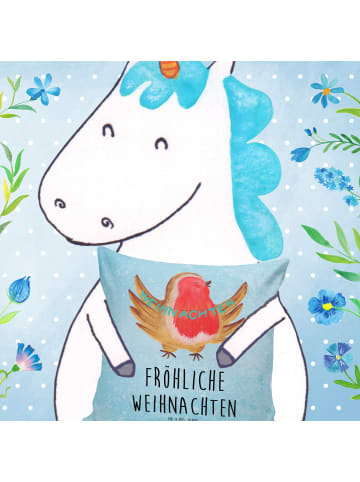 Mr. & Mrs. Panda Kopfkissen 40x40 Rotkehlchen Weihnachten mit Sp... in Eisblau