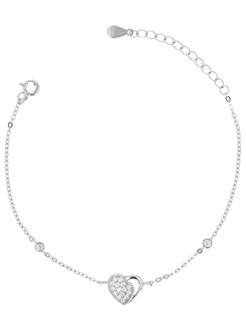 Adeliás Damen Anhänger – Herzanhänger aus 925 Silber mit Zirkonia in silber