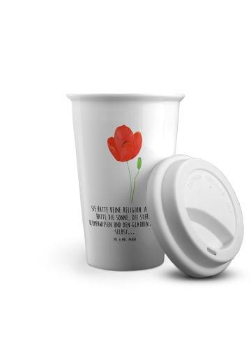 Mr. & Mrs. Panda Thermobecher Blume Mohnblume mit Spruch in Weiß