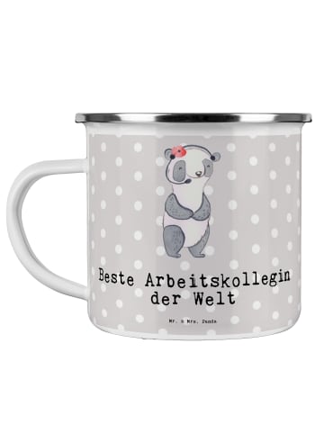 Mr. & Mrs. Panda Emaille Becher Panda Beste Arbeitskollegin der ... in Grau Pastell