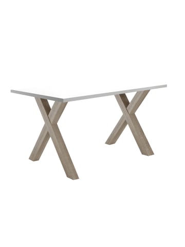 58 aufm Kessel COMPUTERTISCH Edie 7 160 x 70 x 75 Schreibtisch eiche sägerau/weiß matt lack