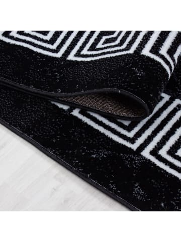 KADIMA DESIGN Teppich Kurzflor Waschbar Mäander INN Strapazierfähig OEKO-TEX in Schwarz