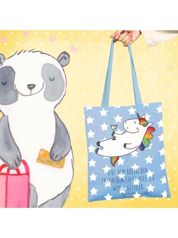 Mr. & Mrs. Panda ToteBag Einhorn Blümchentail mit Spruch in Sky Blue
