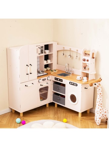 COSTWAY Eck Spielküche inkl. 12 Zubehör in Rosa