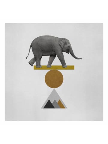 WALLART Leinwandbild - Balancekunst Elefant in Grau