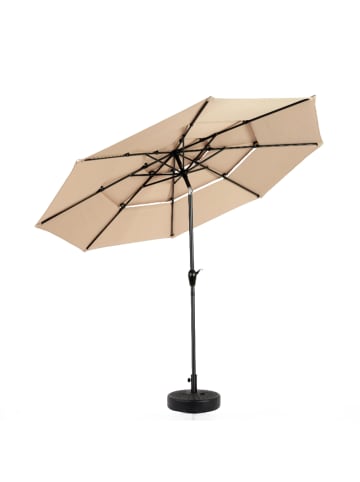 ABRIHOME Doppelseitiger Sonnenschirm in Khaki Ø300 cm rechteckig mit Kurbel