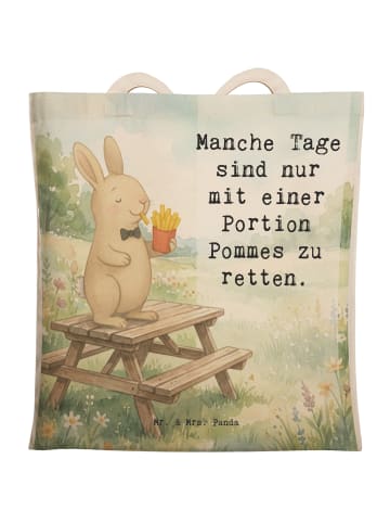 Mr. & Mrs. Panda Shopper-Tasche Hase Pommes Design mit Spruch in Weiß