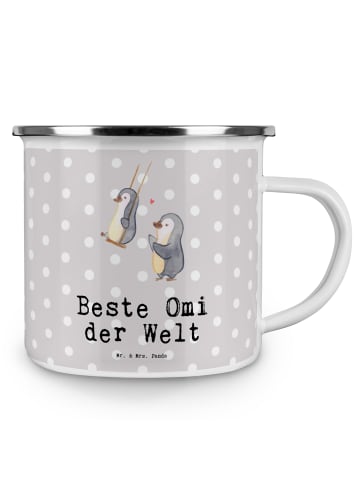 Mr. & Mrs. Panda Tasse Emaille Pinguin Beste Omi der Welt mit Sp... in Grau Pastell