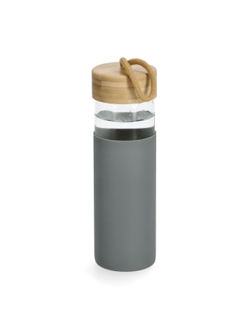 Zeller Tragbare Trinkflasche mit Silikonhülle, 500 ml in Grau, Ø 7 x 21,5 cm