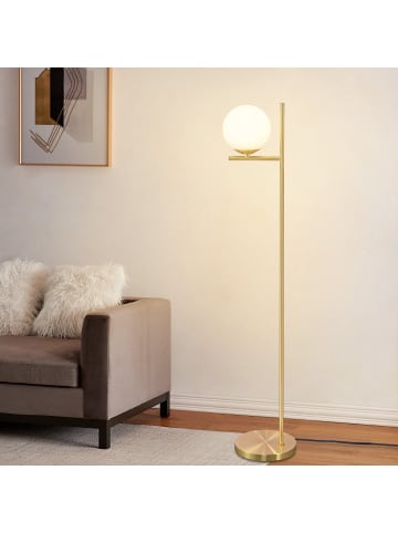 ZMH Stehlampe 1-flammige E27 in gold Glasschrim