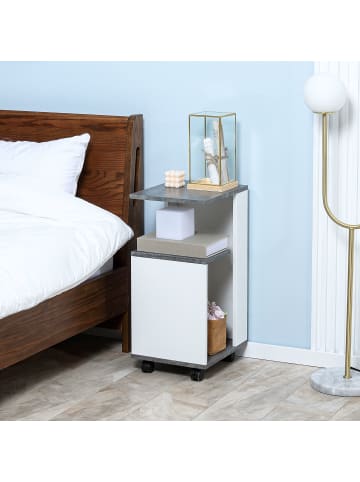 HOMCOM Nachttisch-35L x 29,5B x 65,5H cm-Grau+Weiß