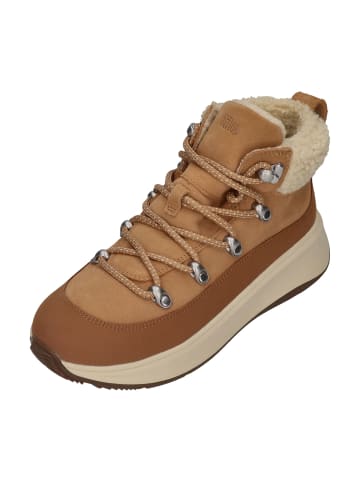 fitflop Stiefeletten F-MODE TEDDY-COLLAR WARM SUEDE LACE UP in natur