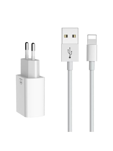 Wisam® 2.4A Dual-USB-Ladegerät (EU) Lightning 1m Reiseset (weiß)