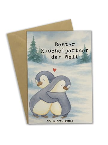Mr. & Mrs. Panda Klappkarte Pinguin Bester Kuschelpartner der We... in Weiß