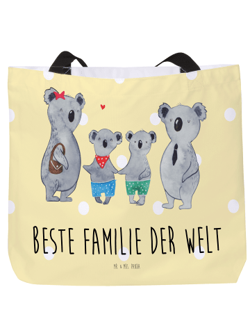 Mr. & Mrs. Panda Strandtasche Koala Familie zwei mit Spruch in Gelb Pastell