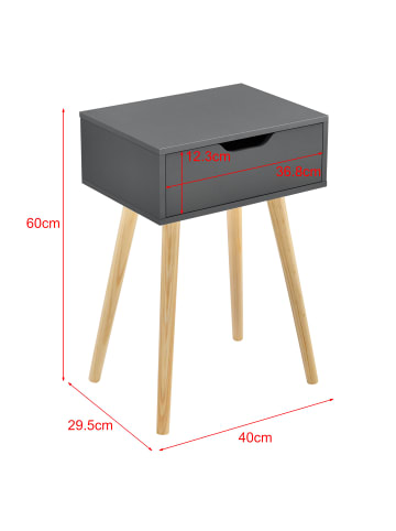 en.casa Beistelltisch Östersund in Grau (H)60cm (B)40cm (T)29.5cm