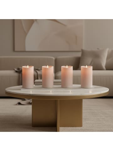 relaxdays 4 x LED Kerzen in Champagner - (H)17,5 x Ø 8 cm
