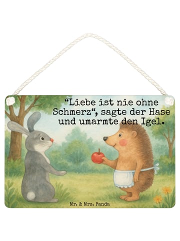 Mr. & Mrs. Panda Deko Schild Hase Igel Design mit Spruch in Weiß