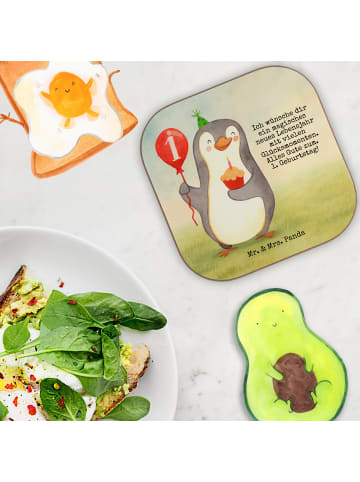 Mr. & Mrs. Panda Tassenuntersetzer 1. Geburtstag Pinguin Luftbal... in Weiß