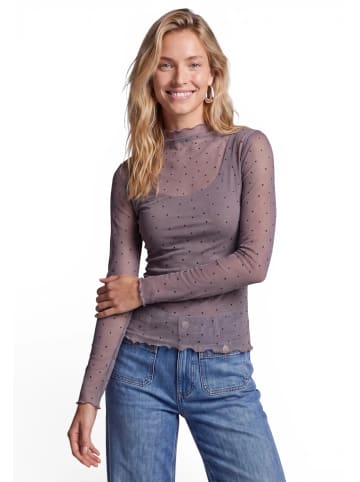 Zero  Langarm-Shirt mit Strass in Grey/Black