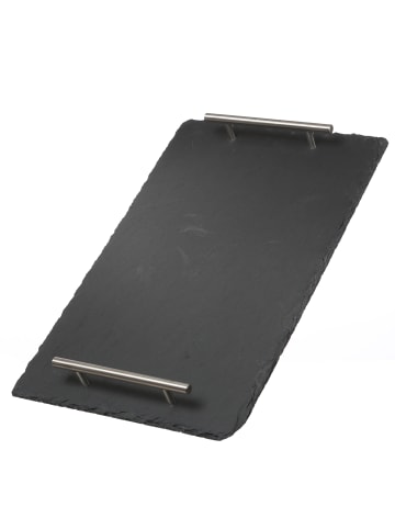 GAUMENKICK Servierplatte Schiefer mit Griffen 40x25cm in schwarz