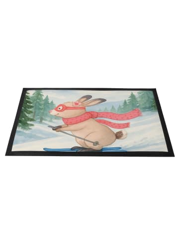 Mr. & Mrs. Panda Schmutzfangmatte Hase Skifahren Design ohne Spruch in Weiß