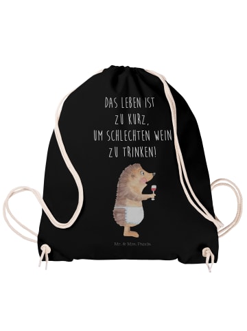 Mr. & Mrs. Panda Turnbeutel Igel Wein mit Spruch in Schwarz